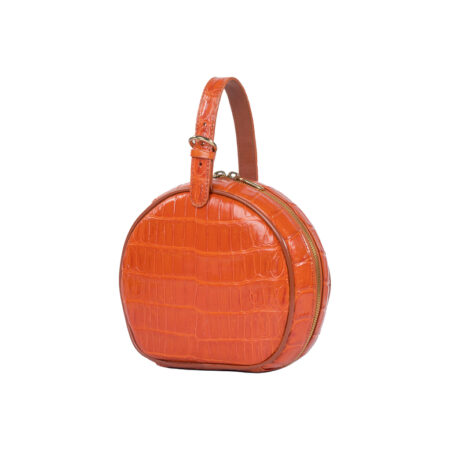 Túi xách da cá sấu nữ Valeria Round Bag Cam - Hình ảnh 3