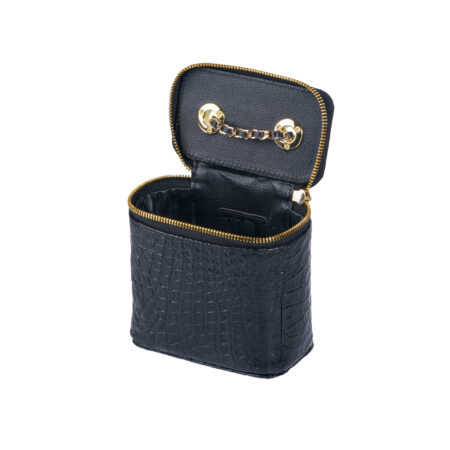 Túi xách da cá sấu nữ T217 Valerie Vanity Case Đen - Hình ảnh 6