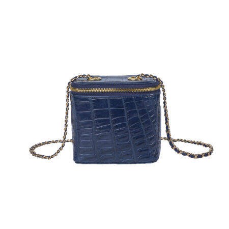 Túi xách da cá sấu nữ T217 Valerie Vanity Case Xanh Navy