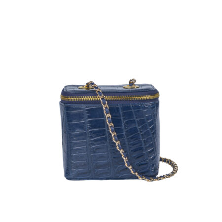 Túi xách da cá sấu nữ T217 Valerie Vanity Case Xanh Navy - Hình ảnh 5