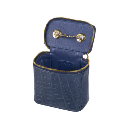 Túi xách da cá sấu nữ T217 Valerie Vanity Case Xanh Navy - Hình ảnh 7