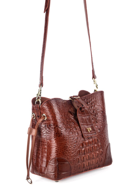 Túi xách da cá sấu T229G Daisy Bucket Bag - Ảnh 4