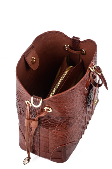 Túi xách da cá sấu T229G Daisy Bucket Bag - Ảnh 3