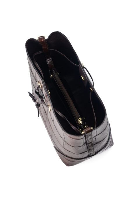 T232TRON Bucket Bag Daphnie Crocodile Leather Handbag - Image 5