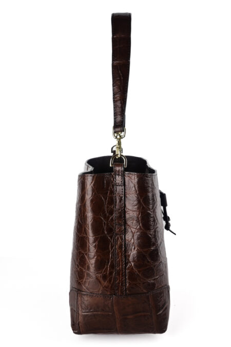 T232TRON Bucket Bag Daphnie Crocodile Leather Handbag - Image 3