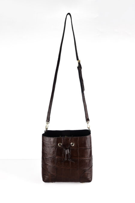T232TRON Bucket Bag Daphnie Crocodile Leather Handbag - Image 6