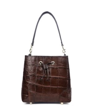 T232TRON Bucket Bag Daphnie Crocodile Leather Handbag