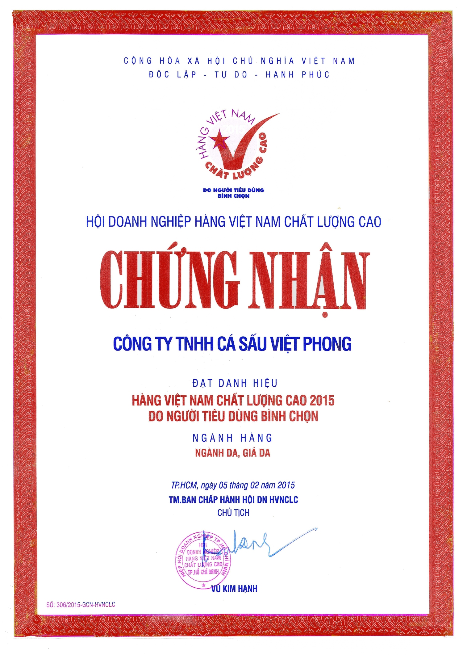 chung nhan viet phong